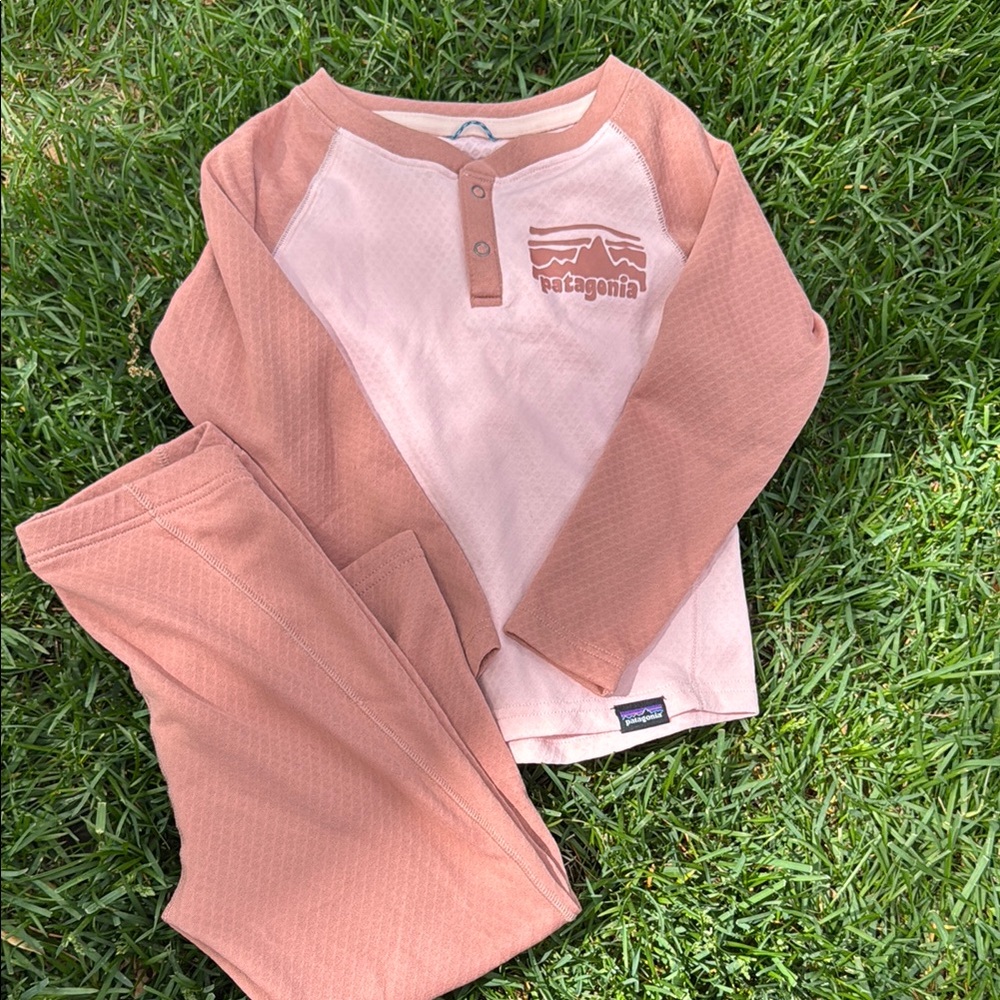 Patagonia Pink and Brown Long Sleeve Set